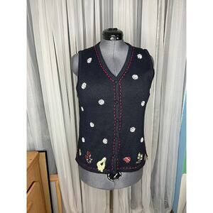 Christopher & Banks Christmas winter sweater vest snowflake mitten hat scarf